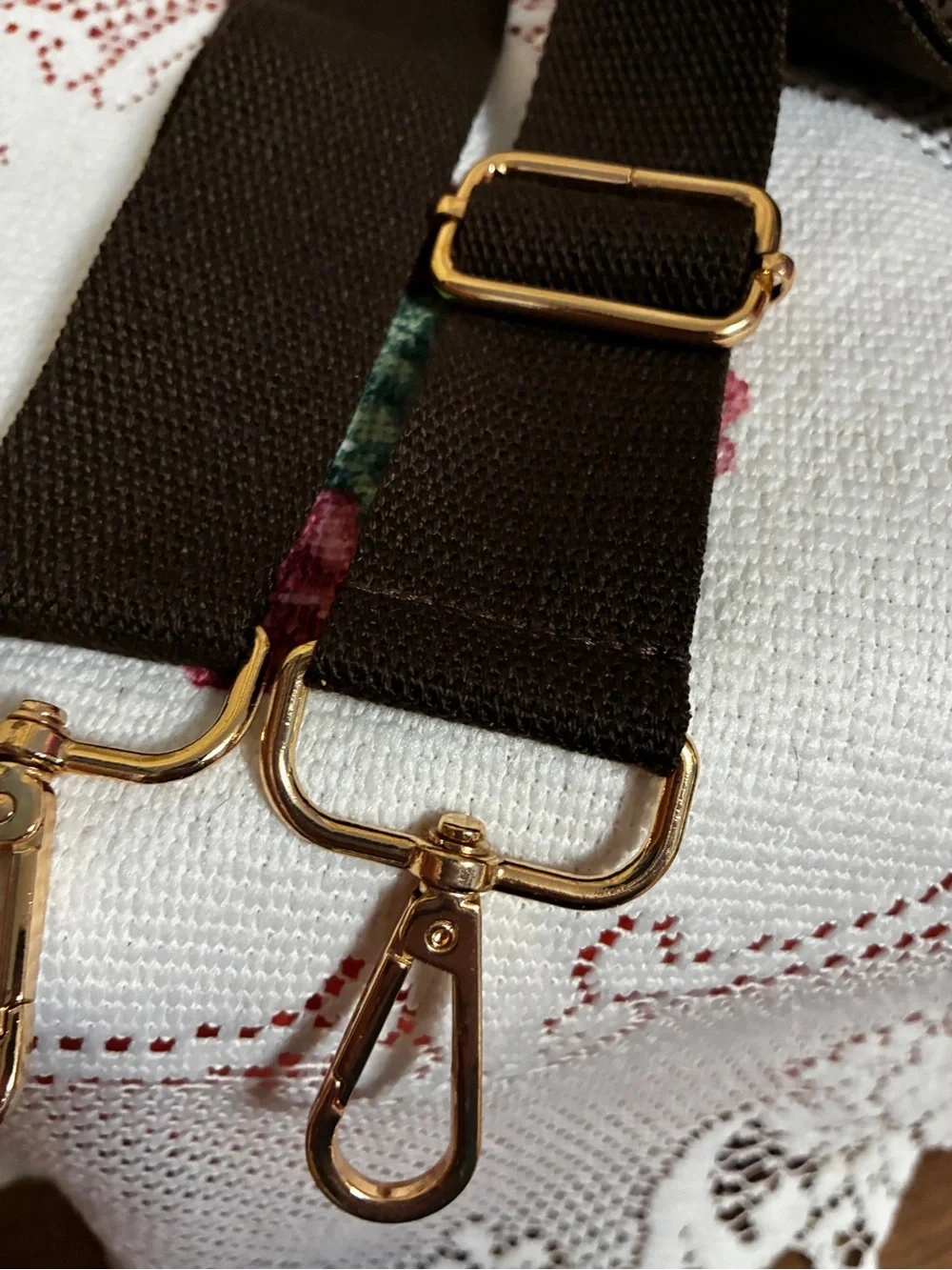 Adjustable Dark Brown Guitar bag Strap with Gold Hardware